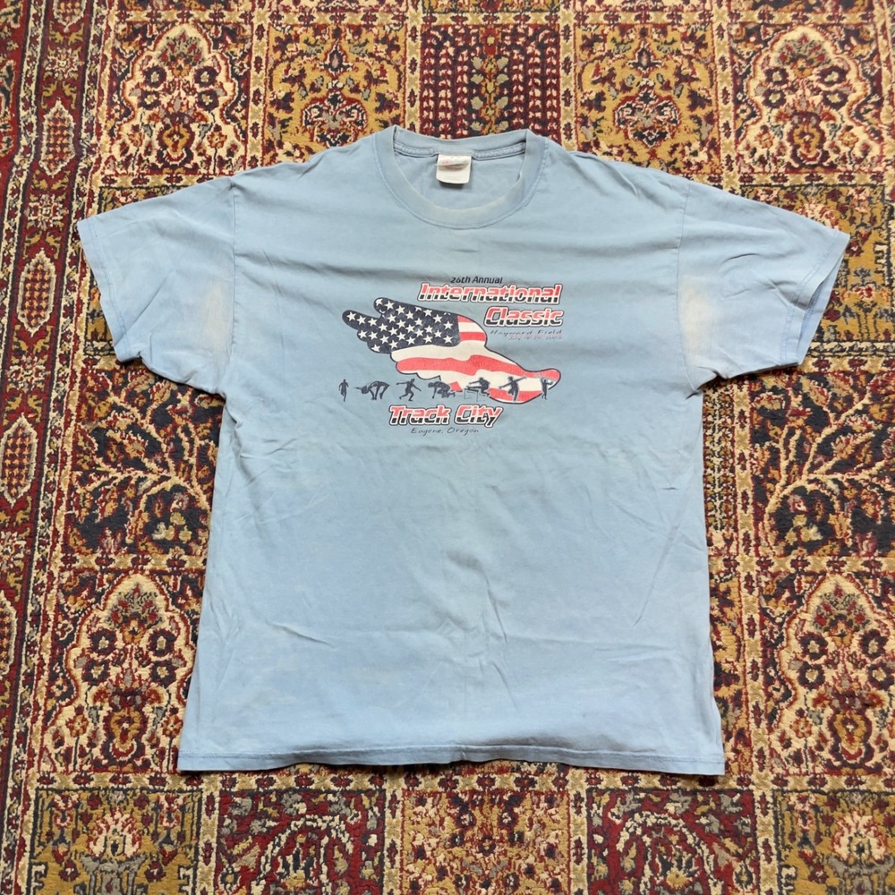 VTG 2003 Hanes Beefy-T Track City Eugene Oregon International Classic T-Shirt L